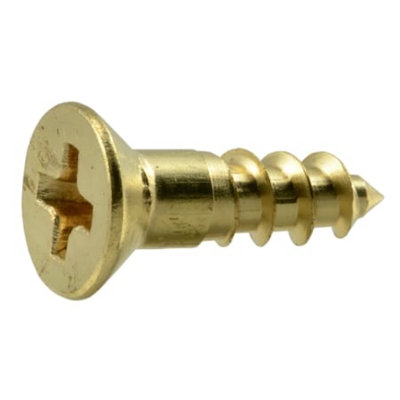 Midwest Fastener Wood Screw, #6, 1/2 in, Plain Brass Flat Head Phillips Drive, 100 PK 02852